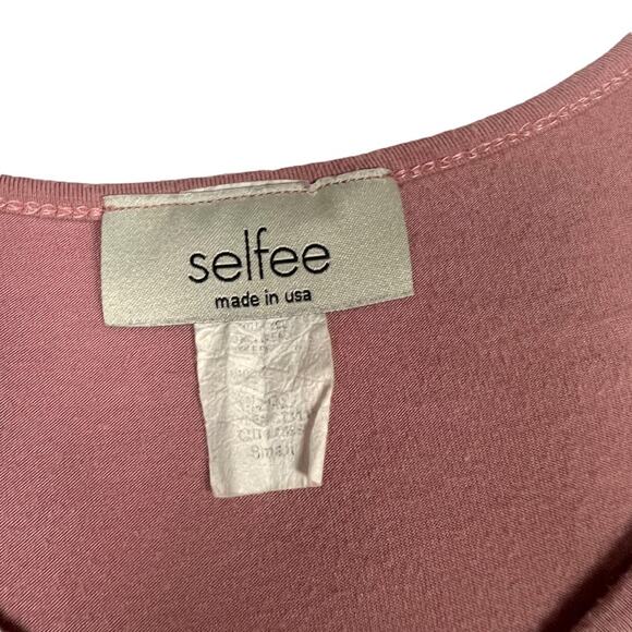 Selfee Tunic Top Pink 3/4 Sleeve Bell Cuff Babydoll Mini Women's Small Modest - Picture 3 of 8
